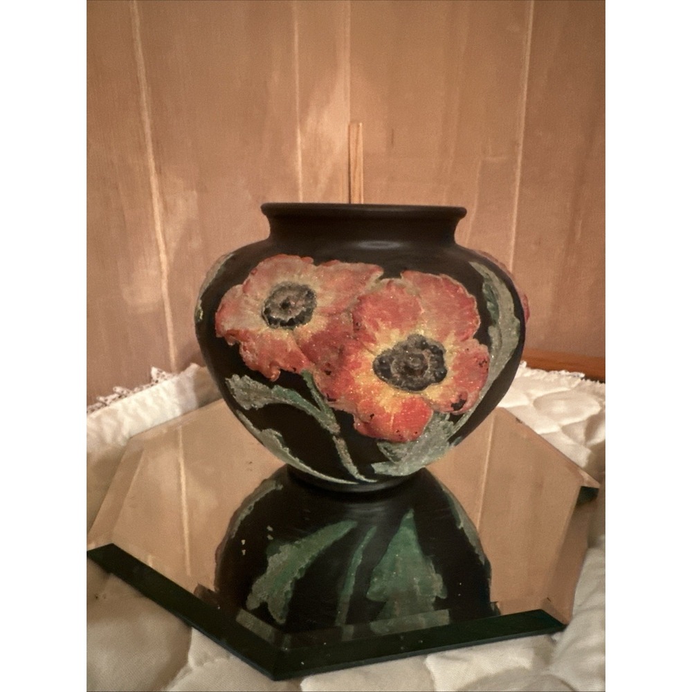 Tiffin Art Deco black satin glass vase - Picture 4 of 7